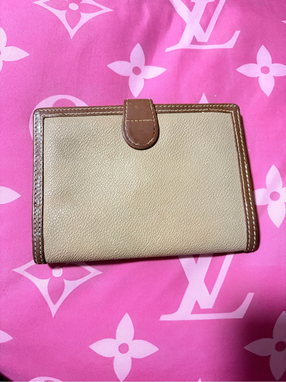 Trussardi Vintage Italian Leather wallet with Brown Trim